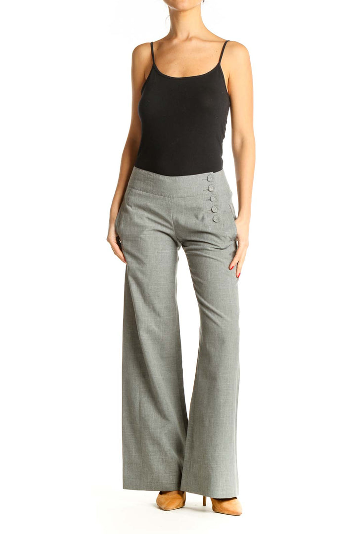 Gray Textured Classic Trousers