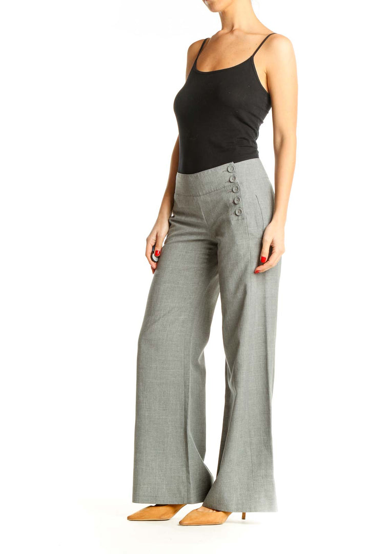 Gray Textured Classic Trousers