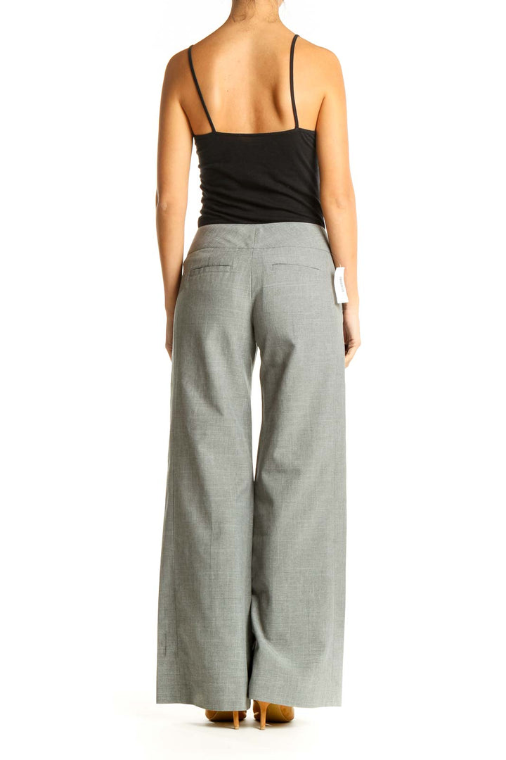 Gray Textured Classic Trousers