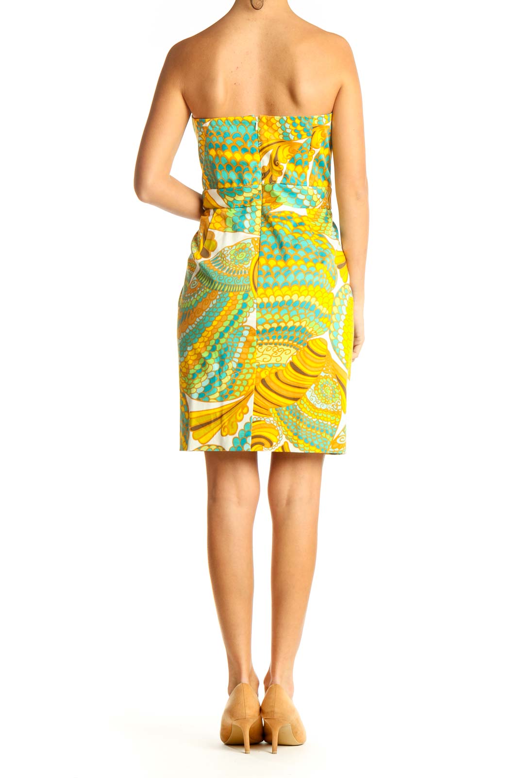 Yellow Graphic Sheath Dress