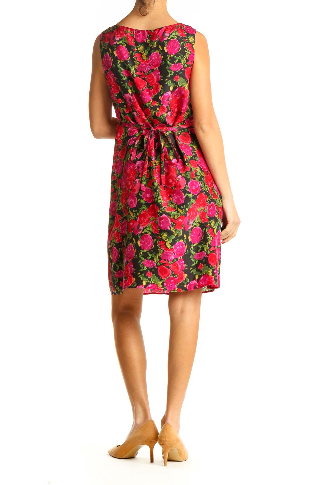 Red Floral Print Retro A-Line Dress