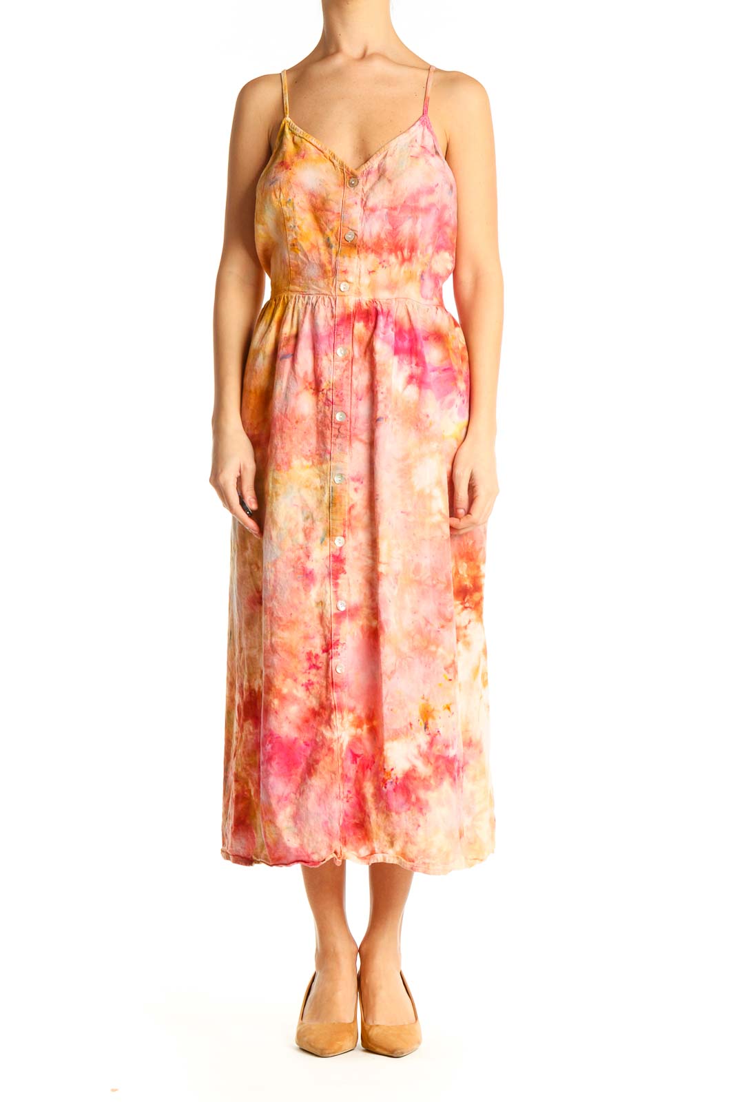 Pink Tie And Dye Bohemian Fit & Flare Dress