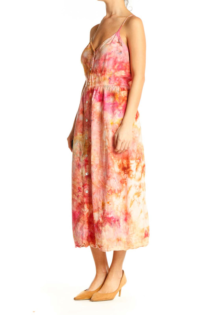 Pink Tie And Dye Bohemian Fit & Flare Dress