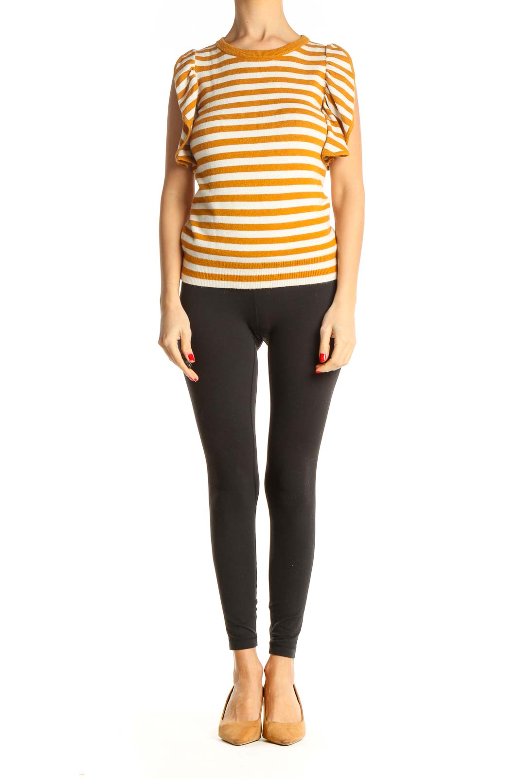 Orange Striped All Day Wear T-Shirt