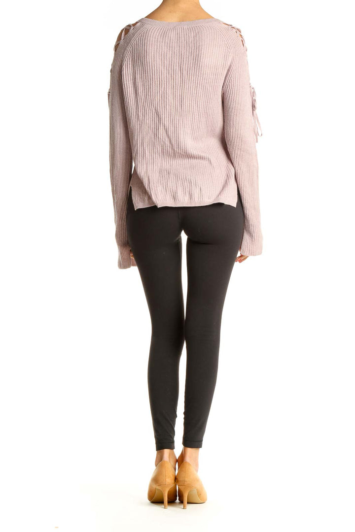 Pink Textured Classic Sweater