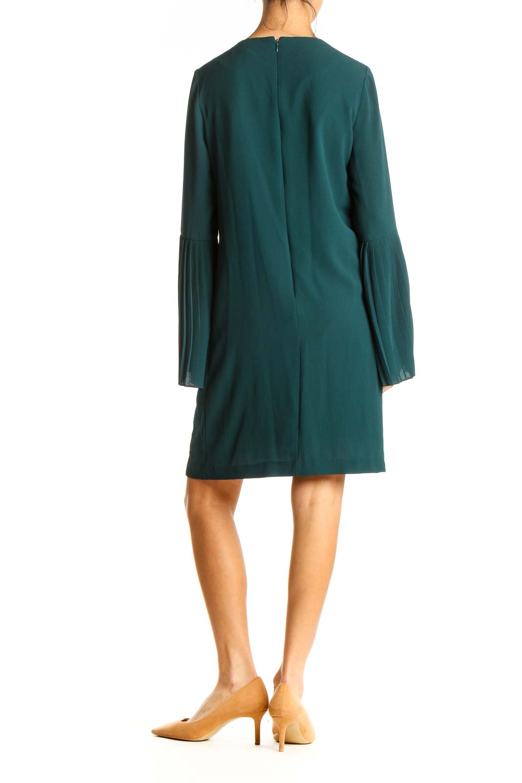 Green Solid Day Shift Dress