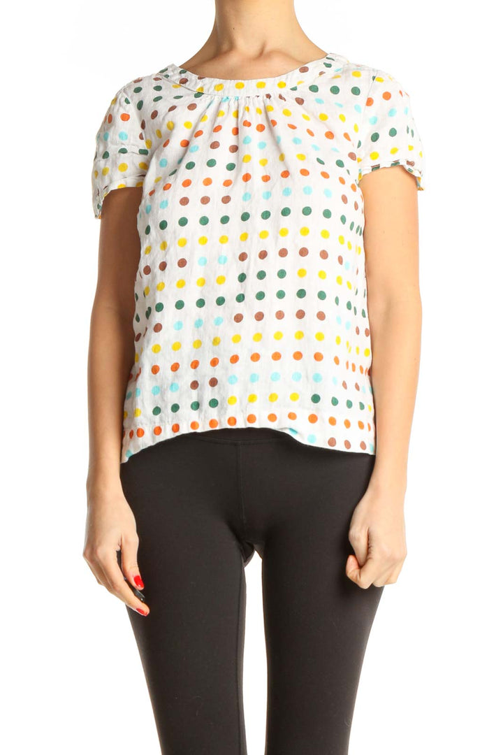 White Polka Dot Casual T-Shirt