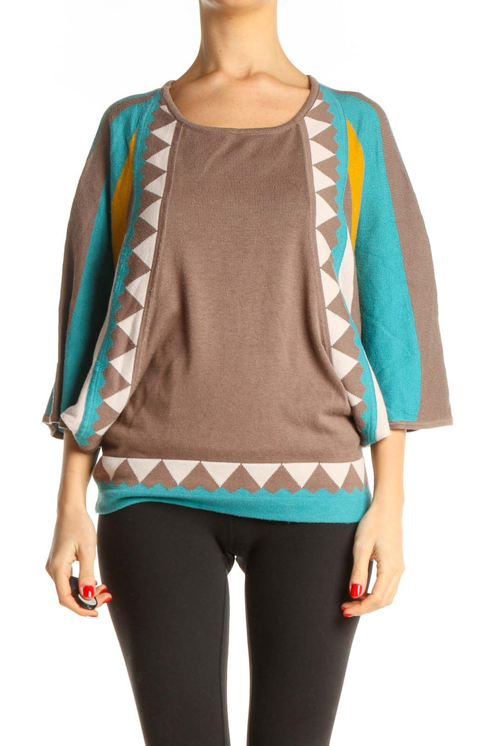 Brown Graphic Print All Day Wear Sweater