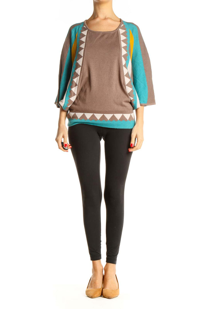 Brown Graphic Print All Day Wear Sweater