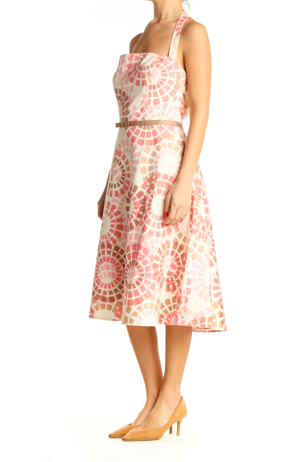 Pink Graphic Print Holiday Fit & Flare Dress