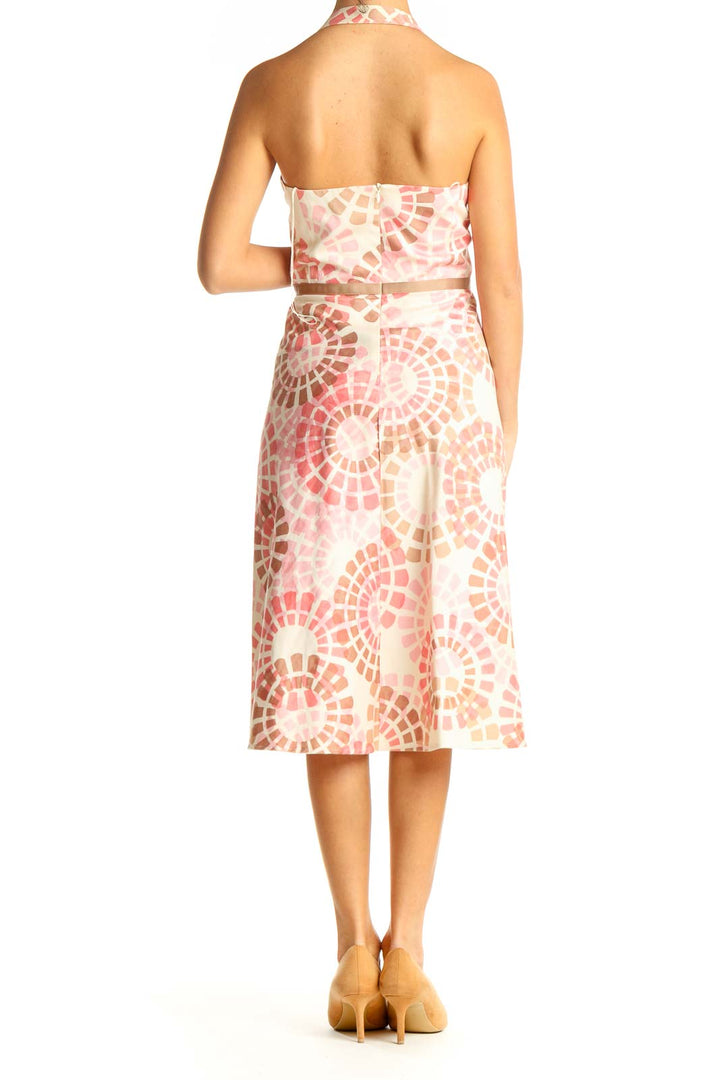 Pink Graphic Print Holiday Fit & Flare Dress