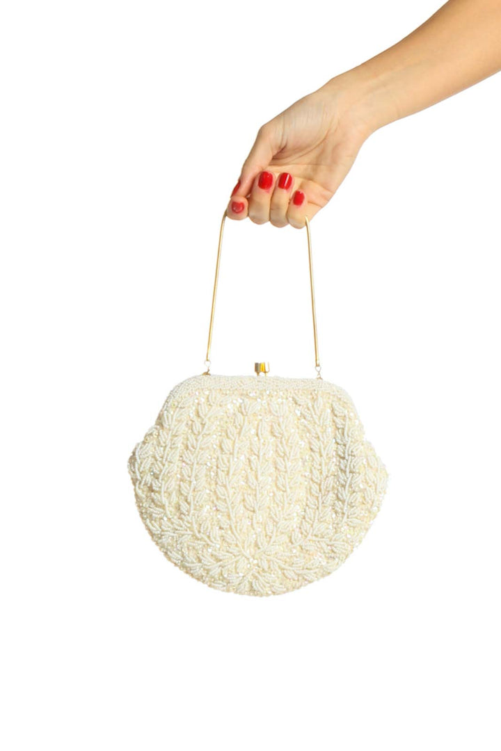 Beige Sequin Clutch Bag