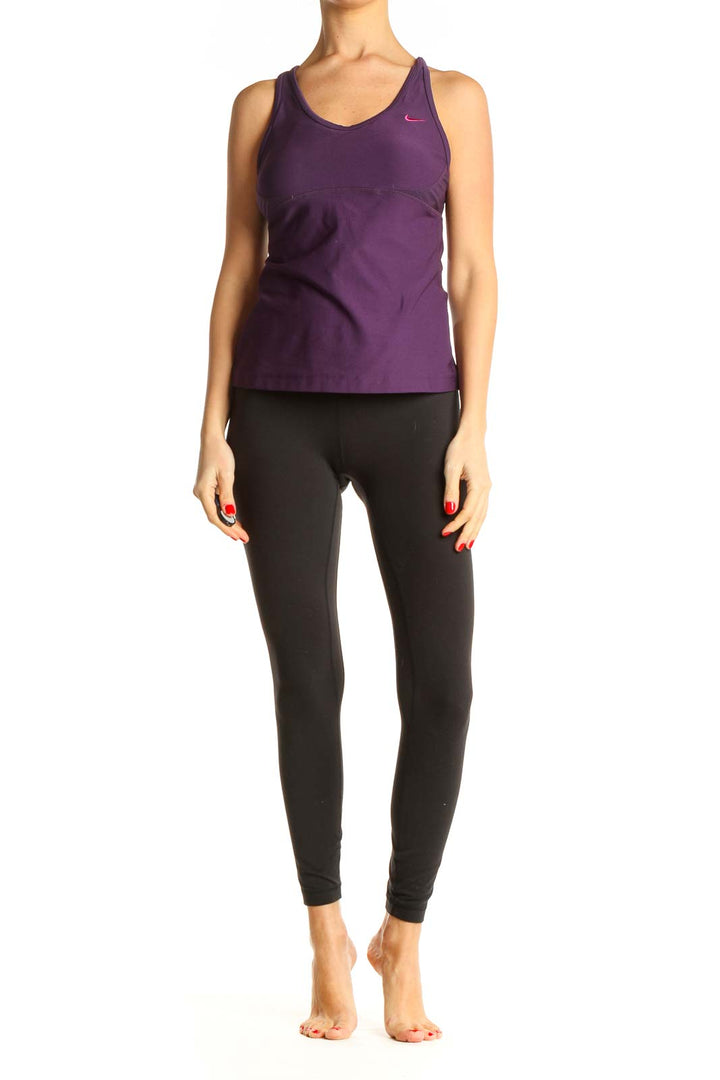 Purple Solid Activewear Tank Top