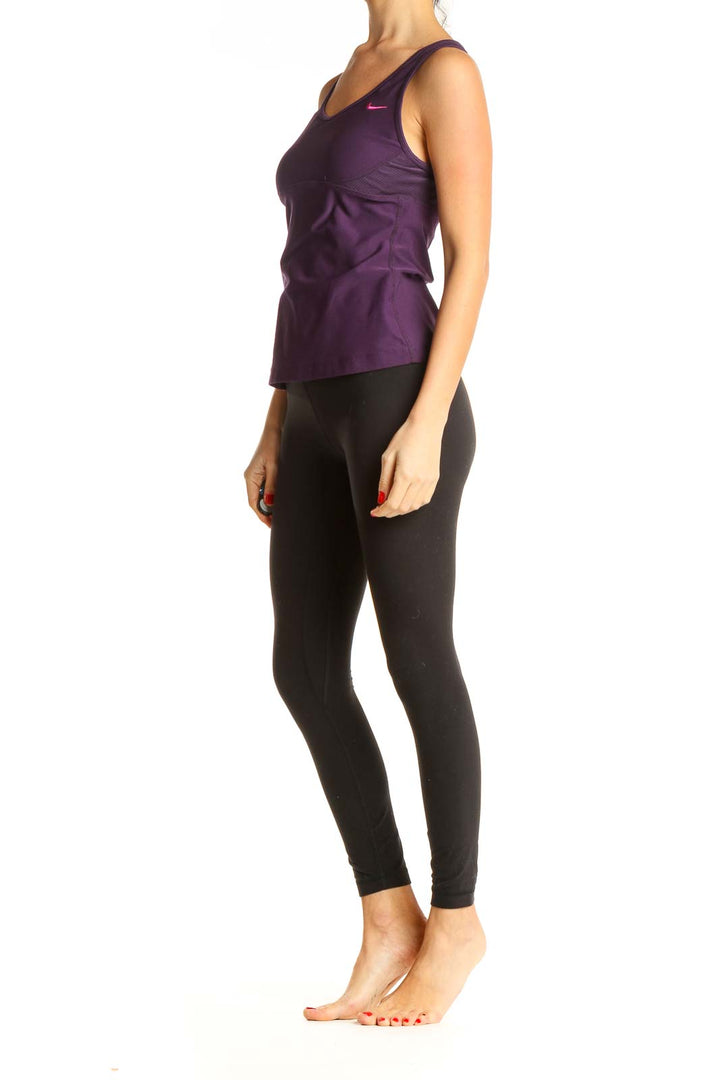 Purple Solid Activewear Tank Top