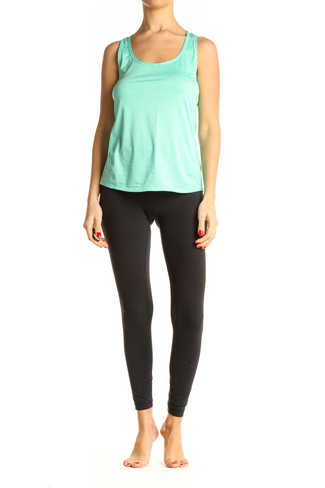 Green Solid Activewear Tank Top