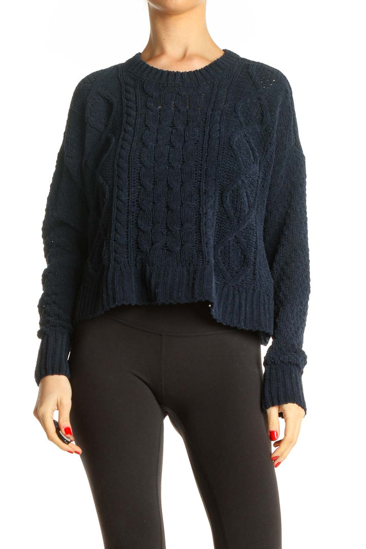 Blue Textured All Day Wear Sweater