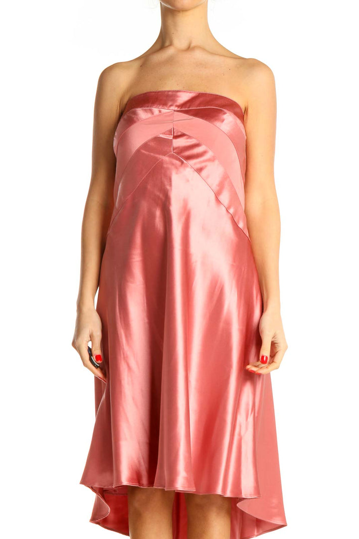 Pink Solid Cocktail Fit & Flare Dress