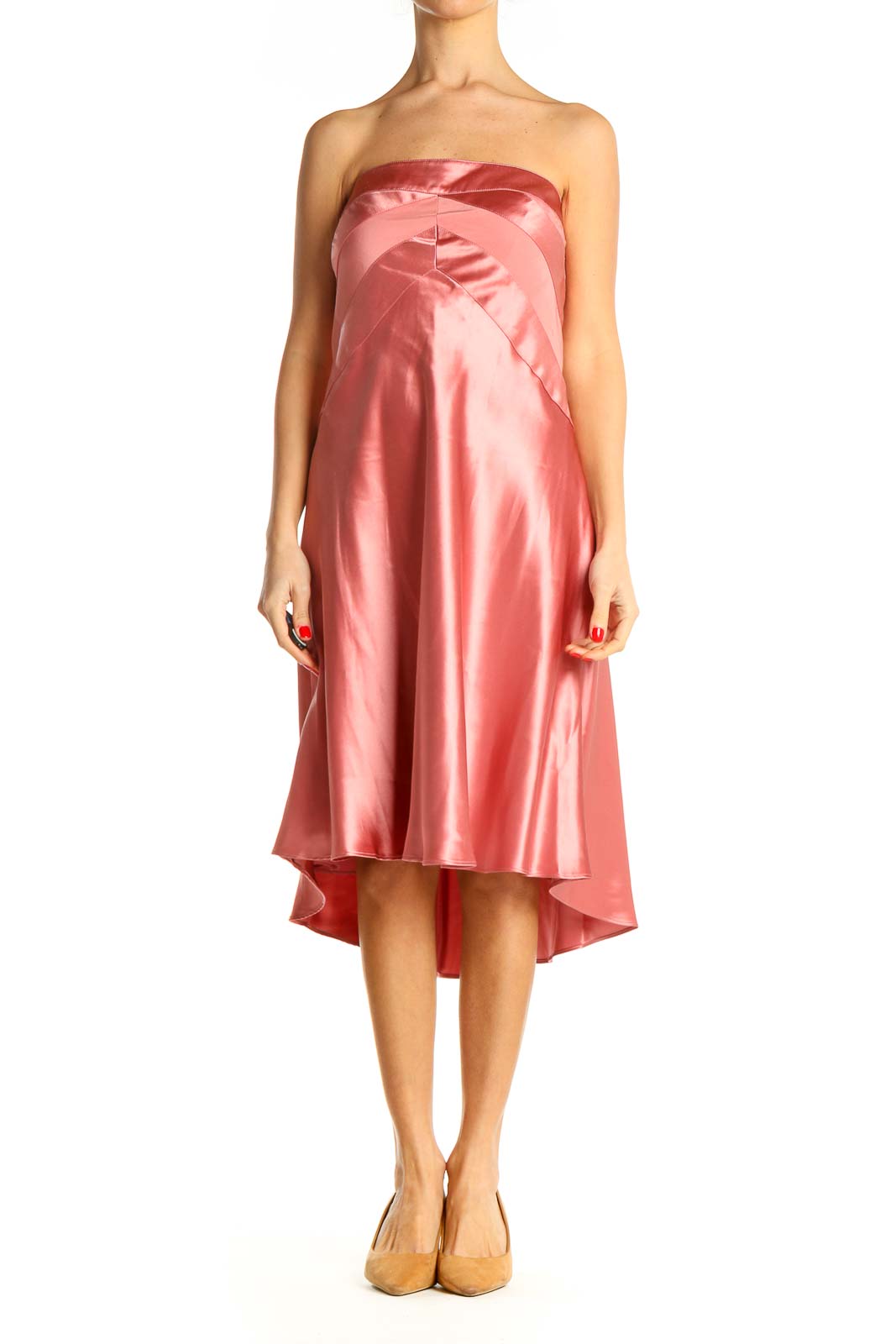 Pink Solid Cocktail Fit & Flare Dress