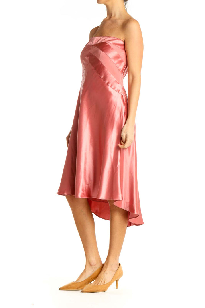 Pink Solid Cocktail Fit & Flare Dress