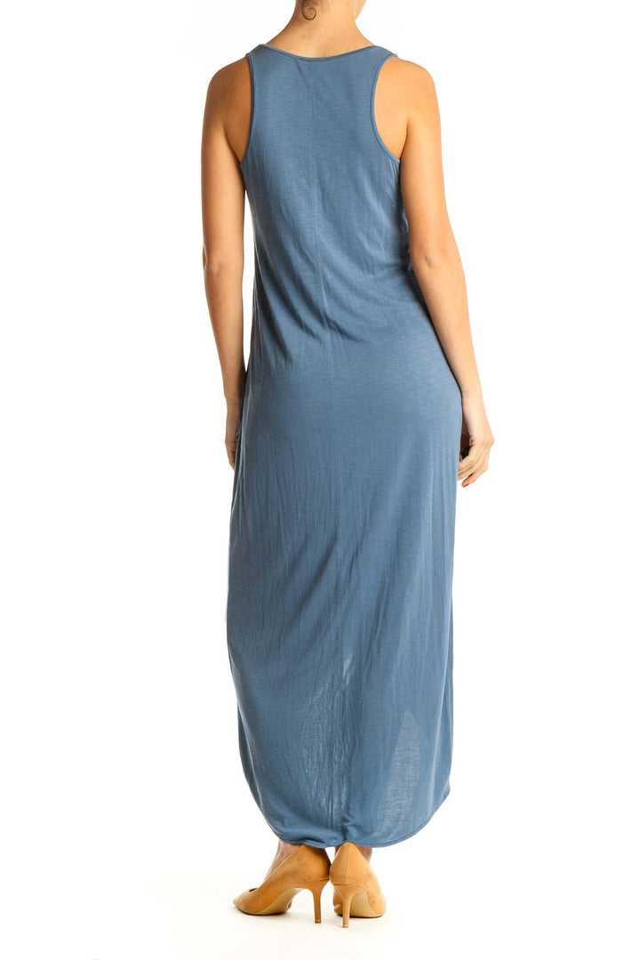 Blue Solid Classic Column Dress