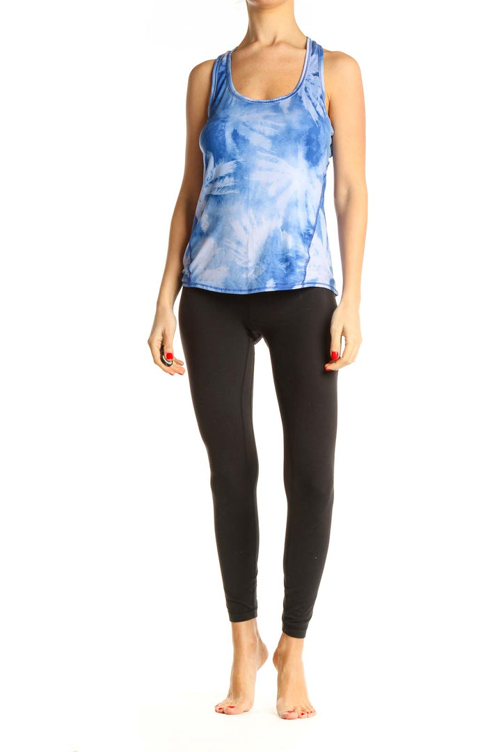 Blue Tie And Dye Activewear Tank Top