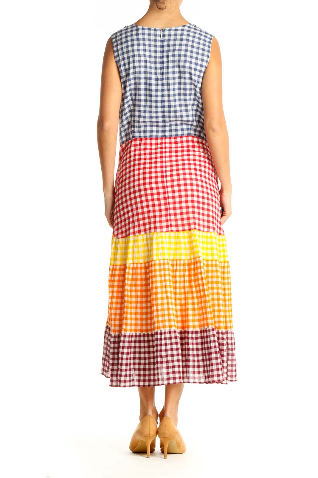 Multi-Color Checkered Fit & Flare Dress