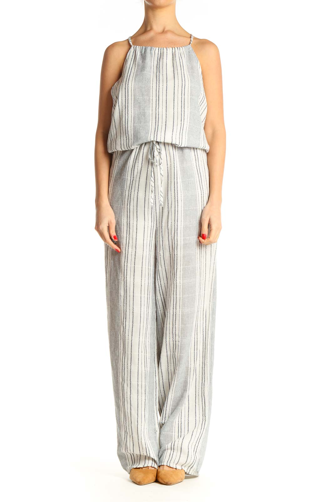 Gray Striped Jumpsuit