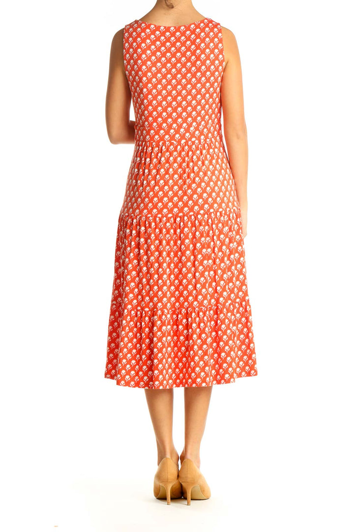 Orange Floral Print Casual Dress