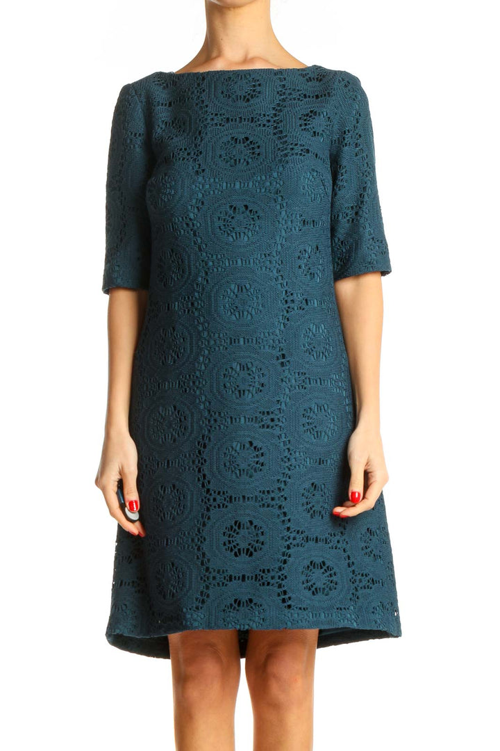 Blue Lace Classic A-Line Dress