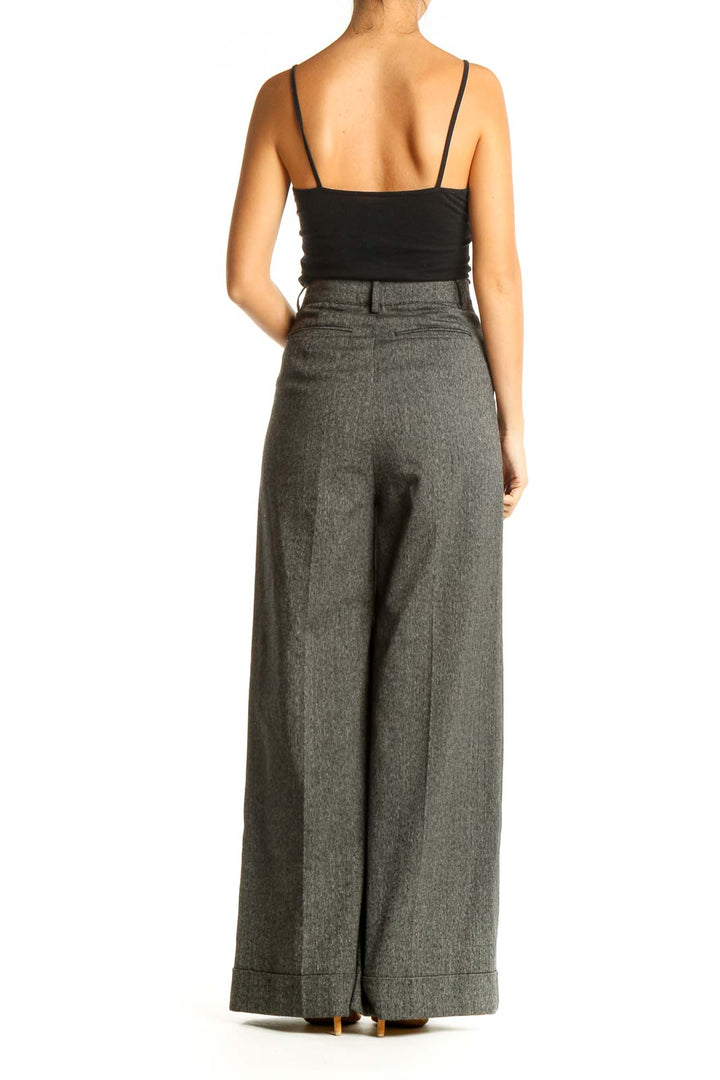 Gray Textured Classic Palazzo Pants