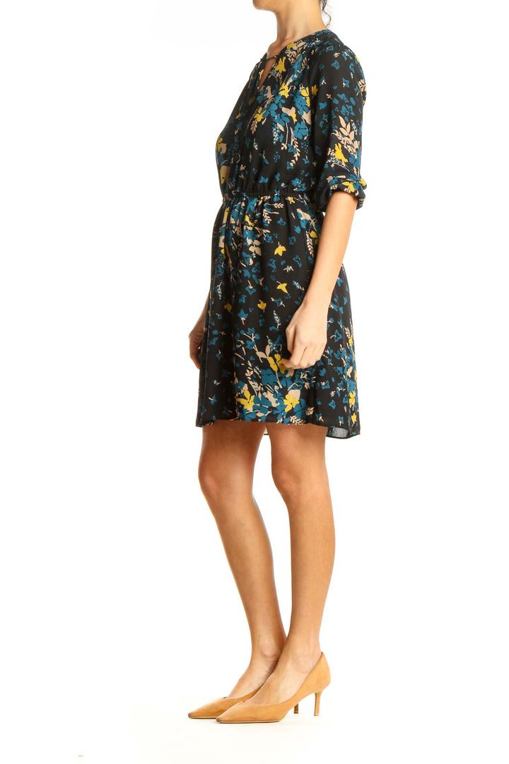 Black Bohemian Floral Print Fit & Flare Dress