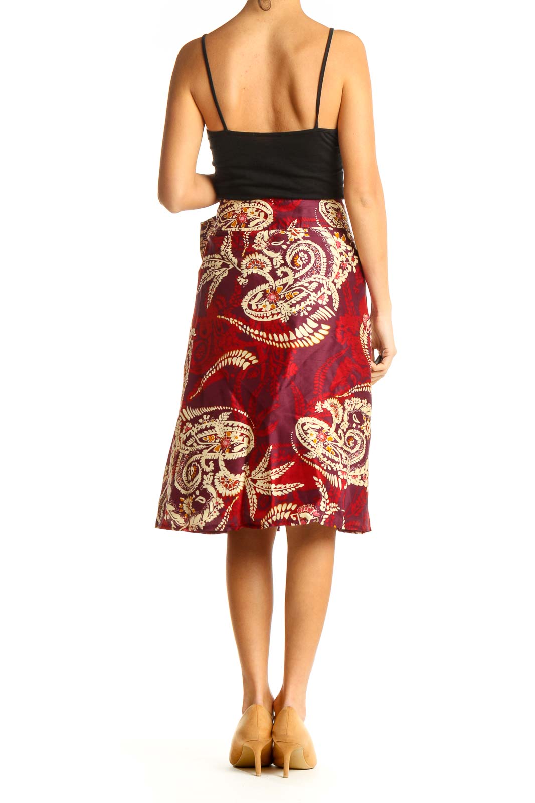 Red Printed Bohemian A-Line Skirt