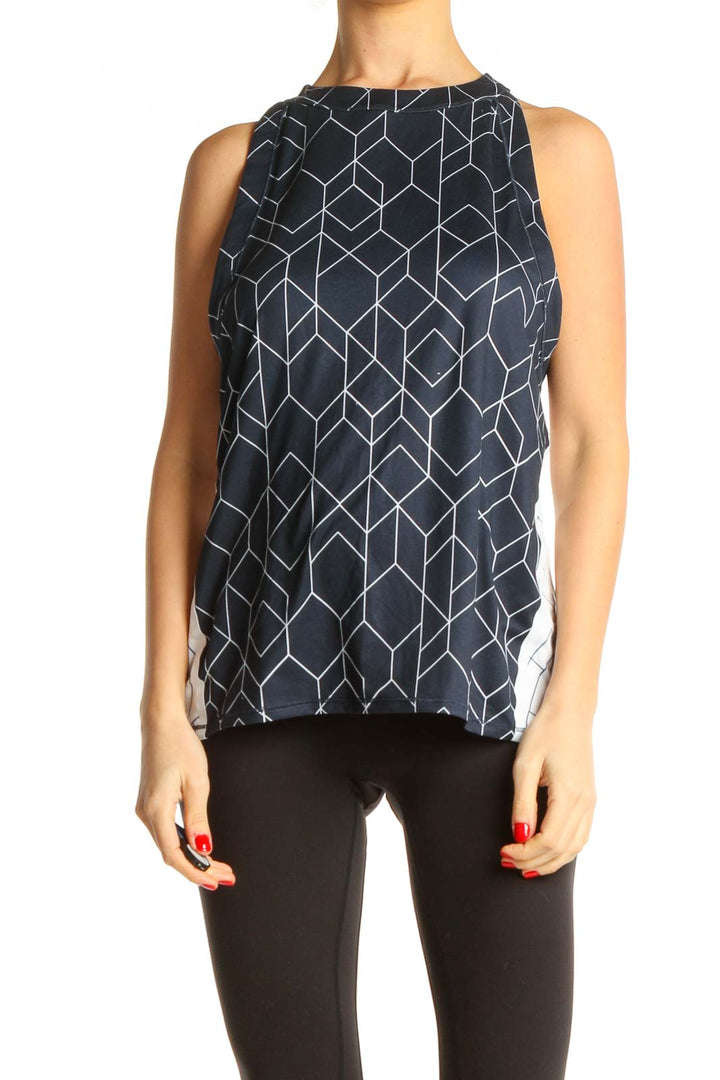 Blue Geometric Print Top