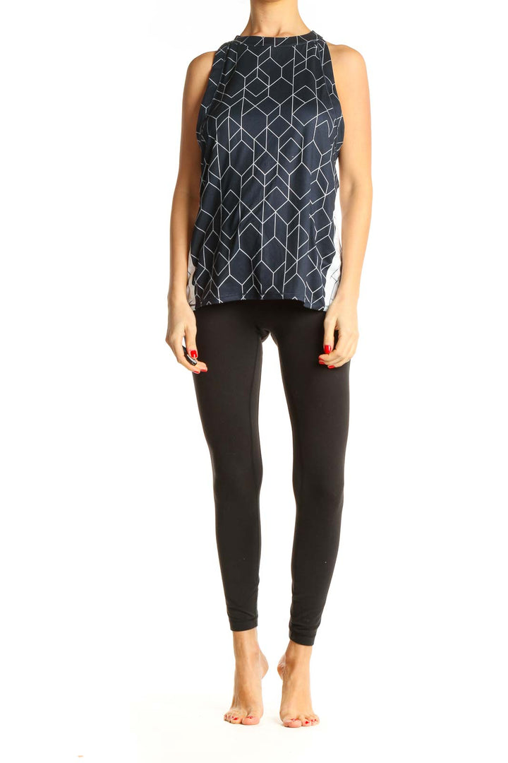 Blue Geometric Print Top