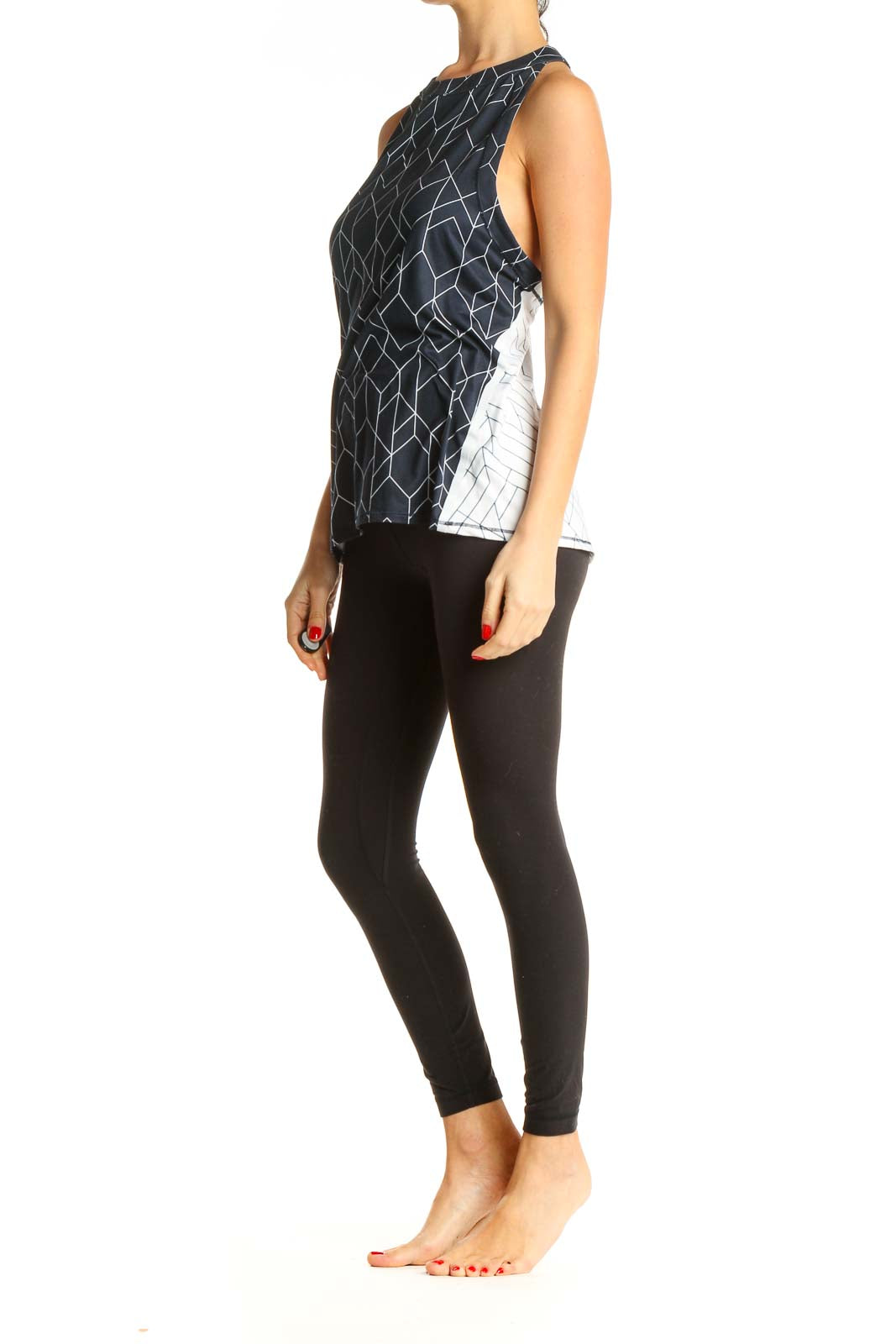 Blue Geometric Print Top