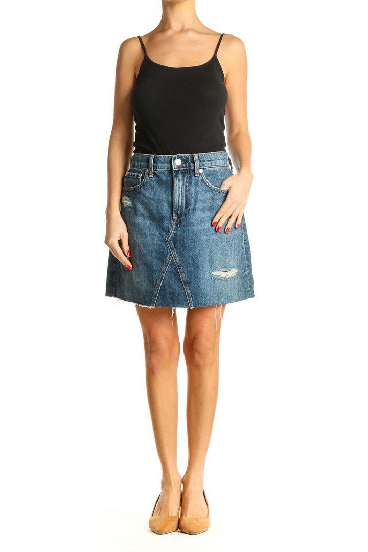 Blue Denim All Day Wear A-Line Skirt