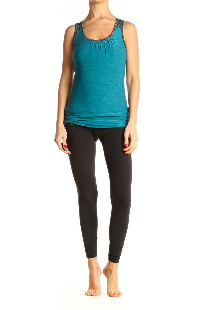 Blue Solid Activewear Tank Top