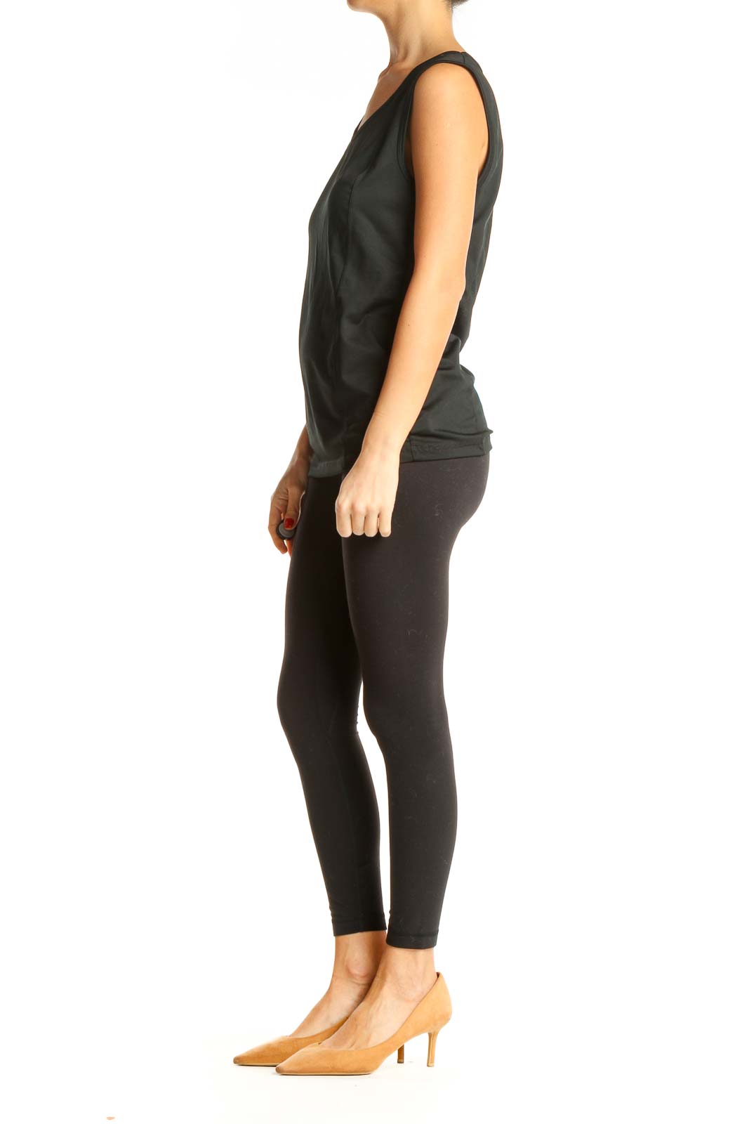 Black Solid Activewear Tank Top