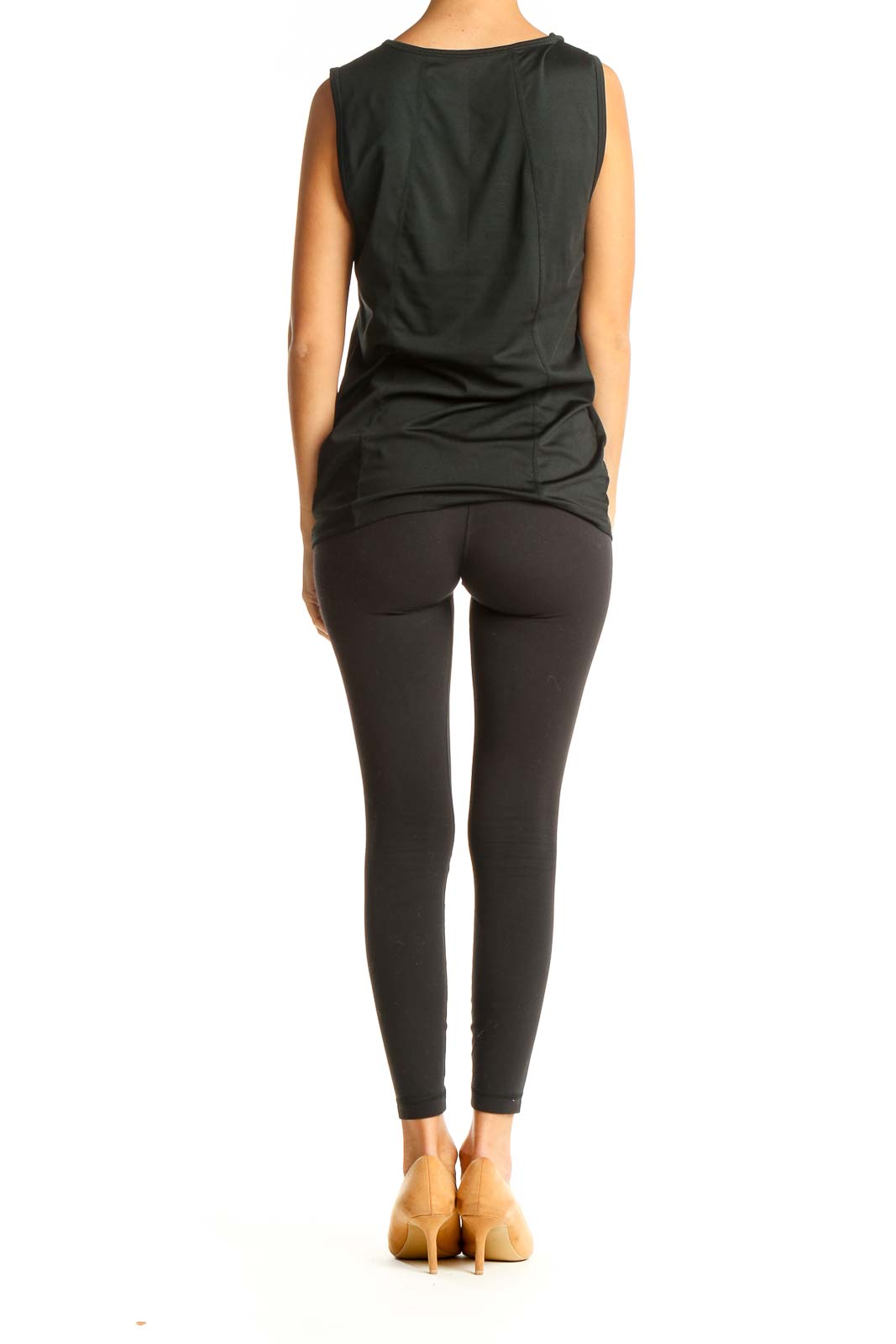 Black Solid Activewear Tank Top