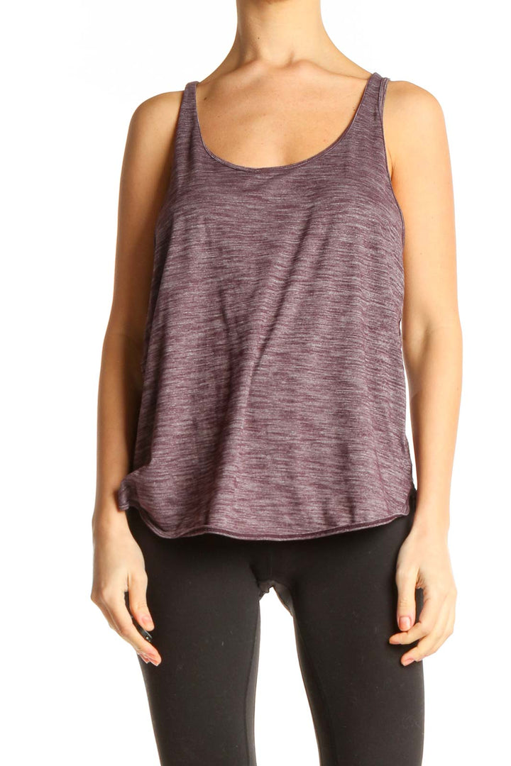 Brown Textured Activewear Tank Top