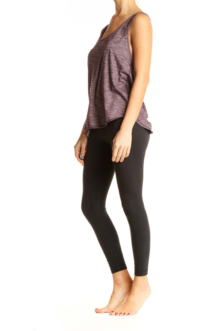 Brown Textured Activewear Tank Top