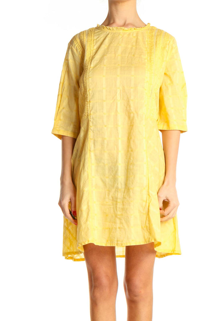 Yellow Solid Day Shift Dress