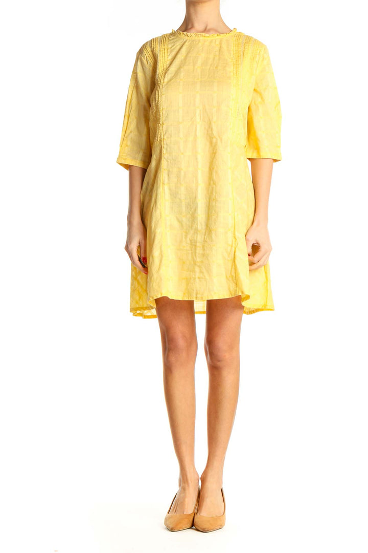 Yellow Solid Day Shift Dress