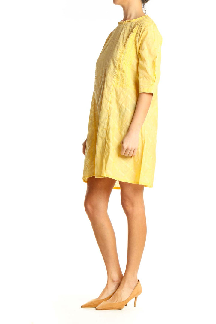 Yellow Solid Day Shift Dress