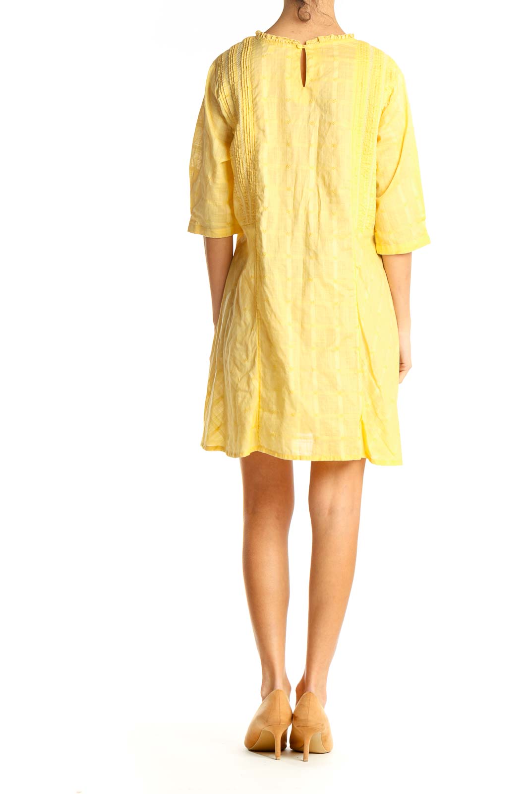 Yellow Solid Day Shift Dress