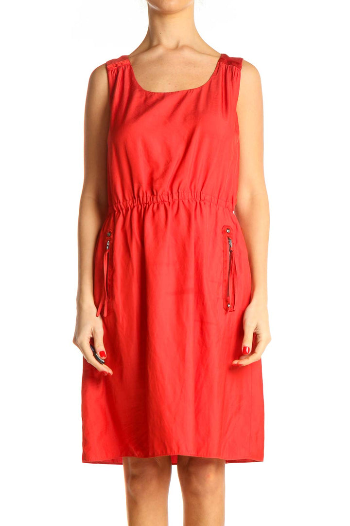 Red Solid Fit & Flare Dress