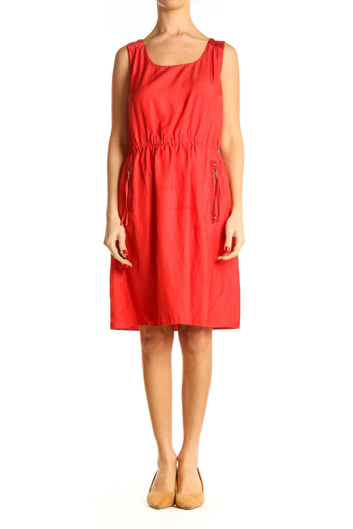 Red Solid Fit & Flare Dress