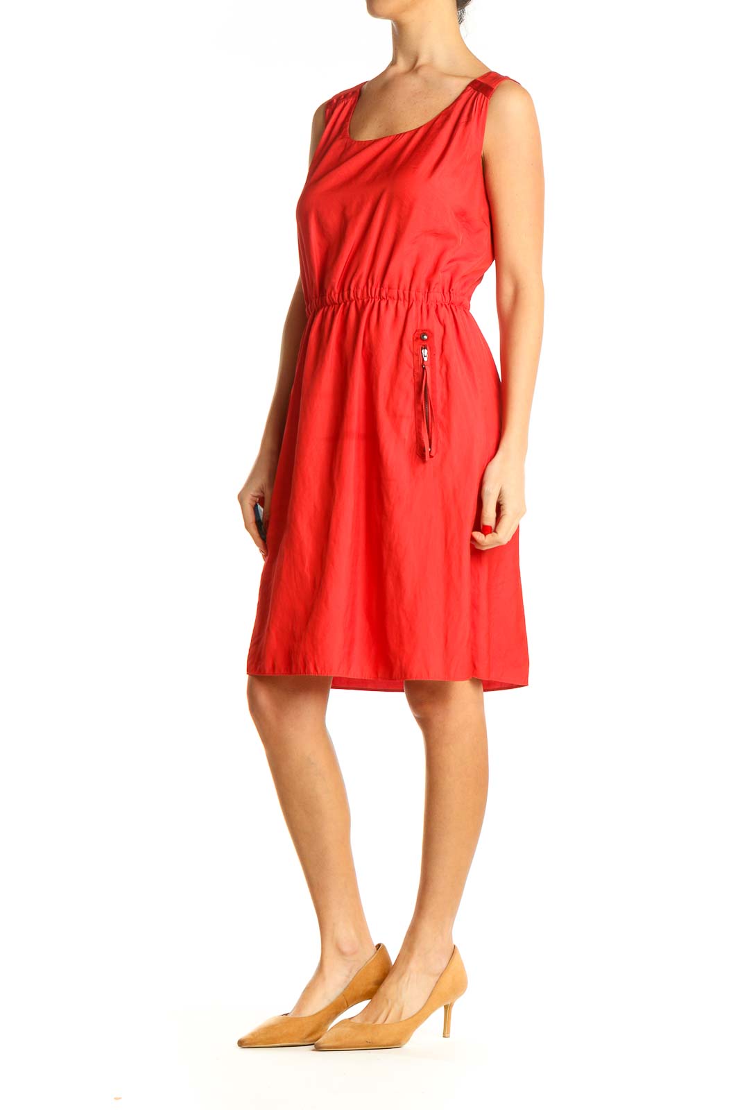 Red Solid Fit & Flare Dress