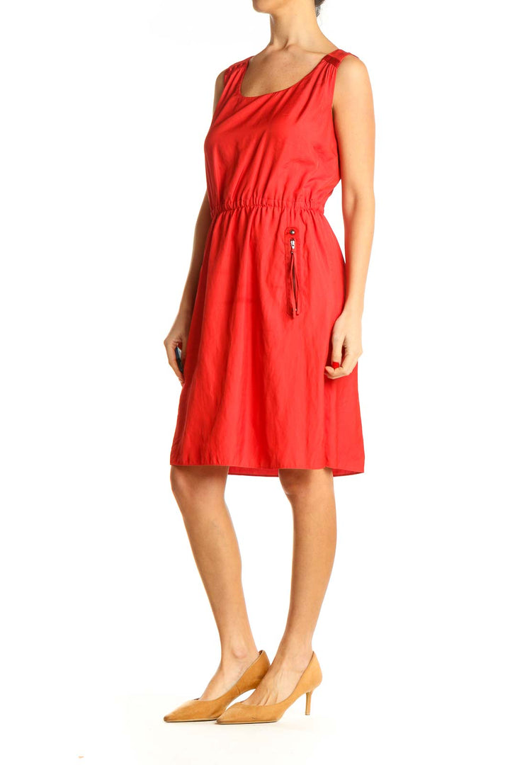 Red Solid Fit & Flare Dress