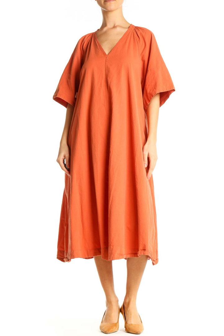 Orange Solid Day Dress